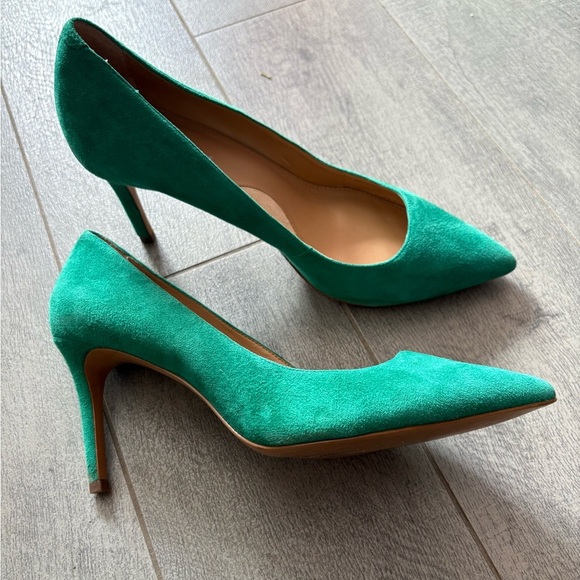 Banana Republic Madison leather suede green pumps high heels shoes sz 8 - Picture 2 of 6